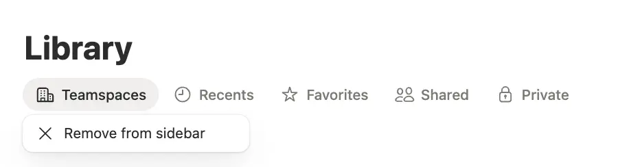 Library remove from sidebar