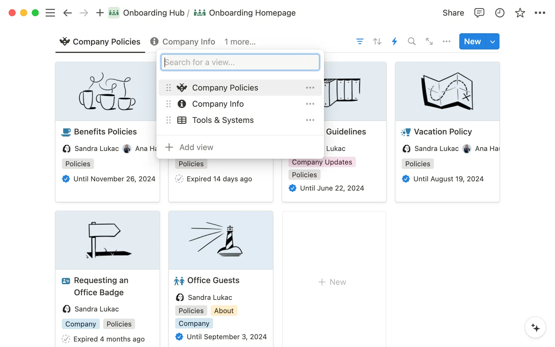 Views can help to organize information within your wiki.