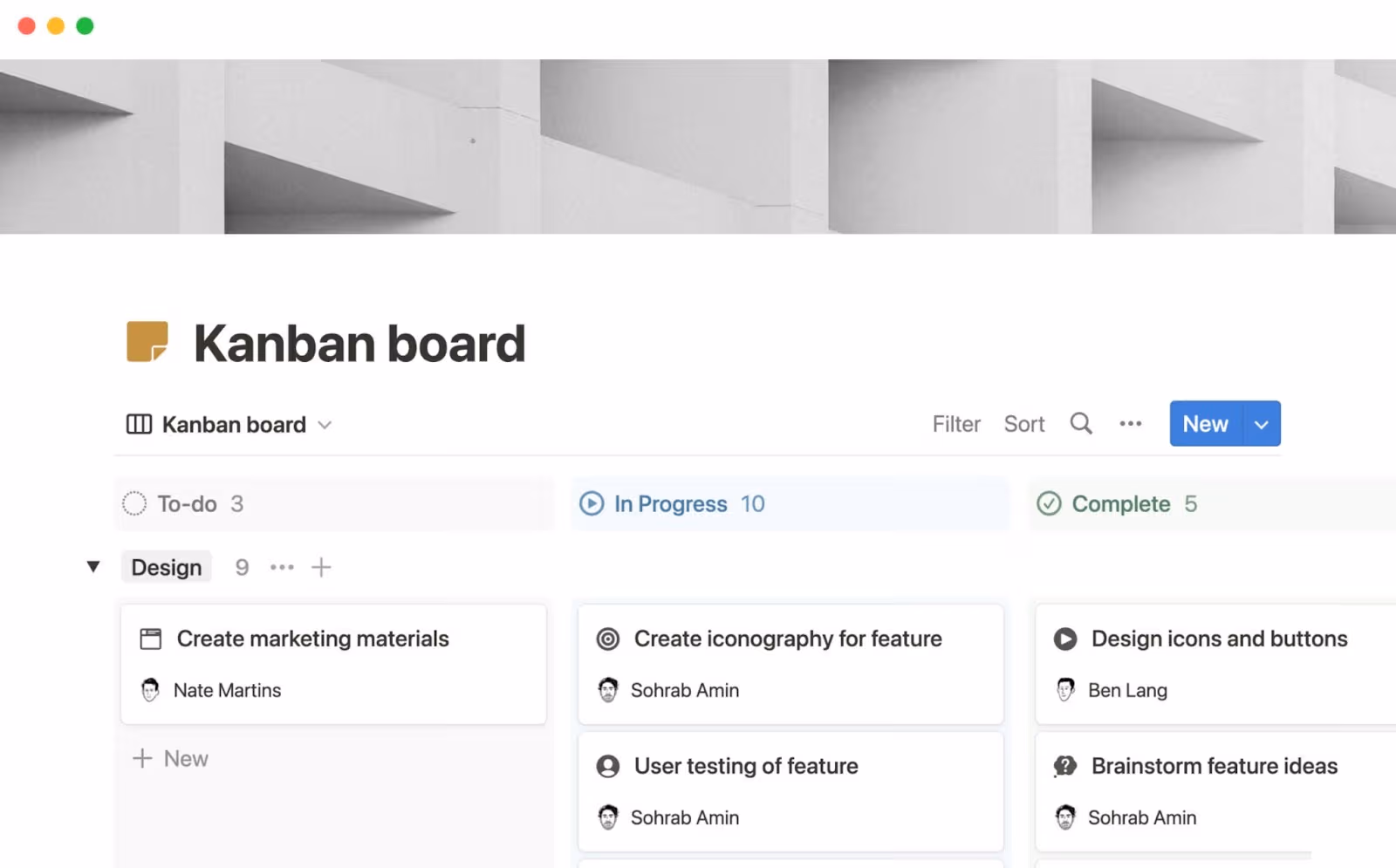 Kanban board template