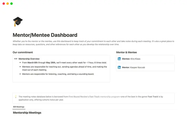 Mentor/Mentee Dashboard